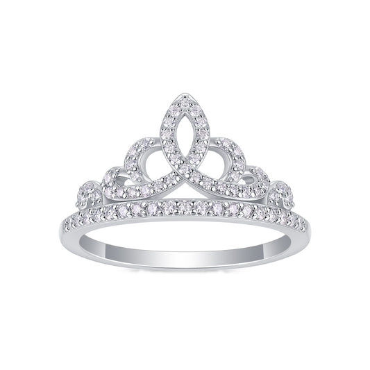 Moissanite Pave Tiara Crown Ring in 925 Sterling Silver