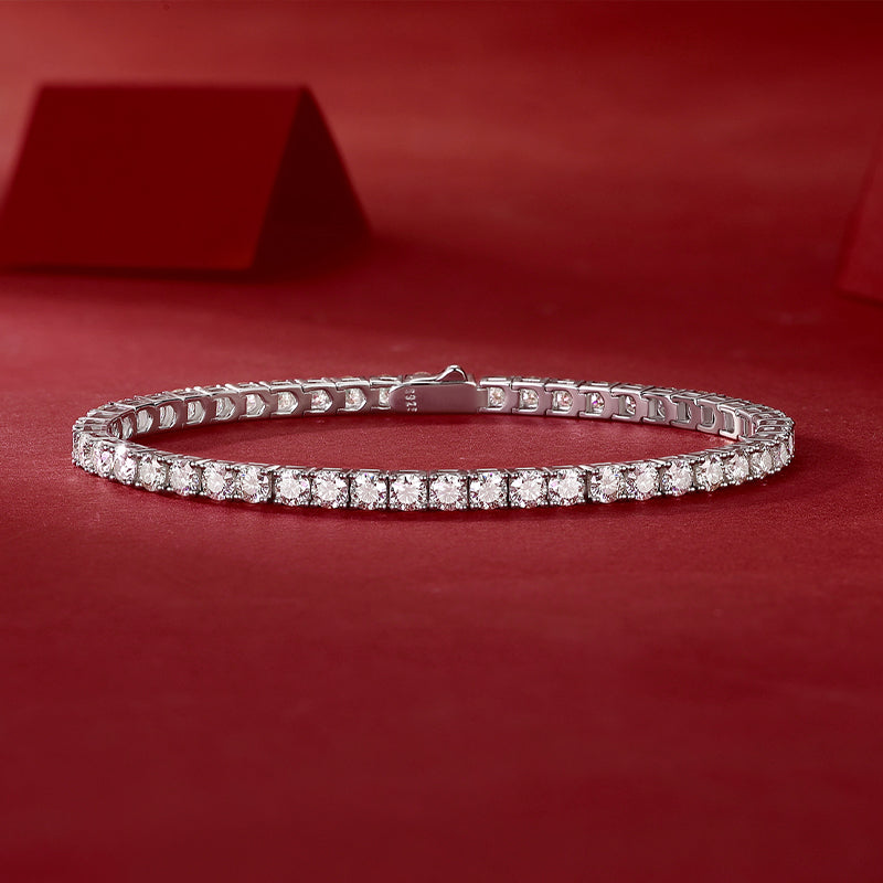 Round Moissanite Four-Prong Tennis Bracelet in 925 Sterling Silver