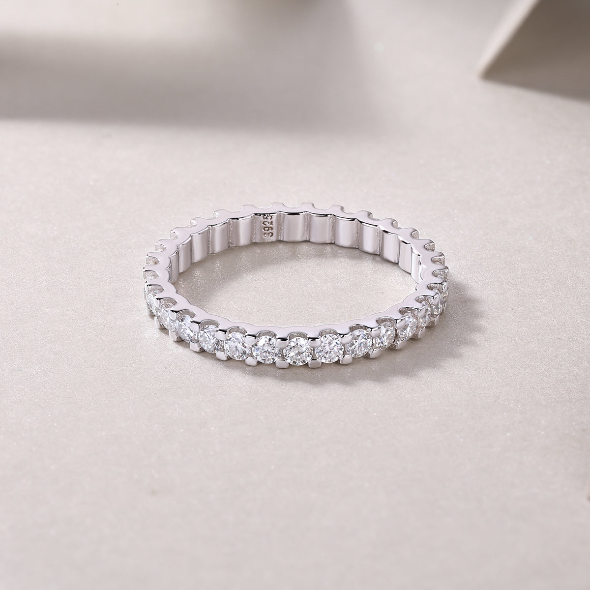 Round Moissanite U-Prong Full Eternity Band in 925 Sterling Silver