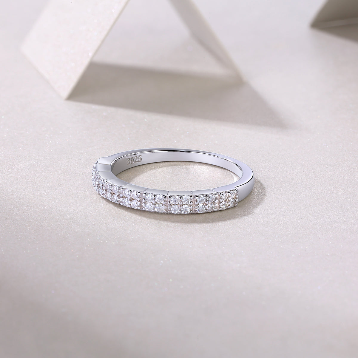 Moissanite Segmented Half-Eternity Band in 925 Sterling Silver