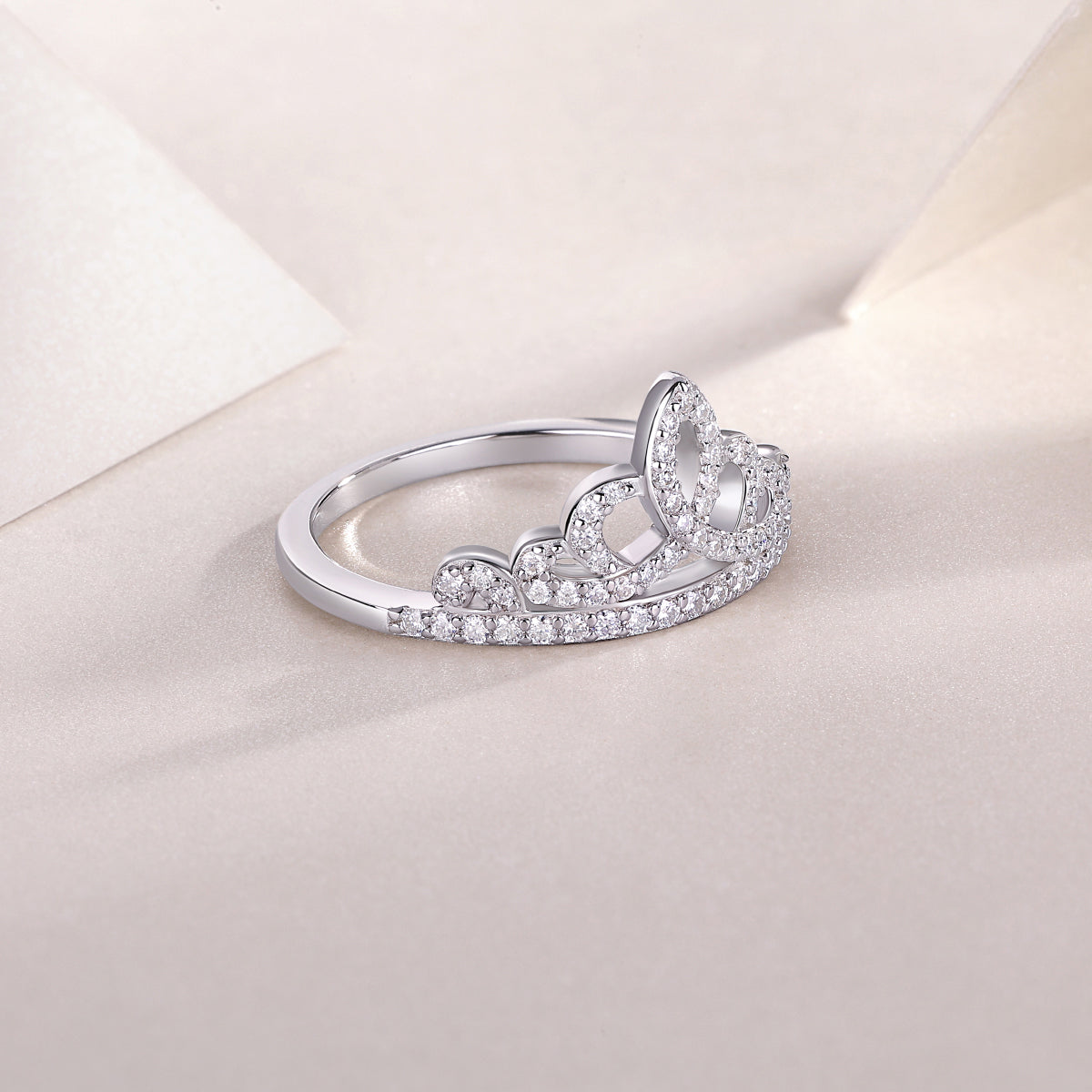 Moissanite Pave Tiara Crown Ring in 925 Sterling Silver
