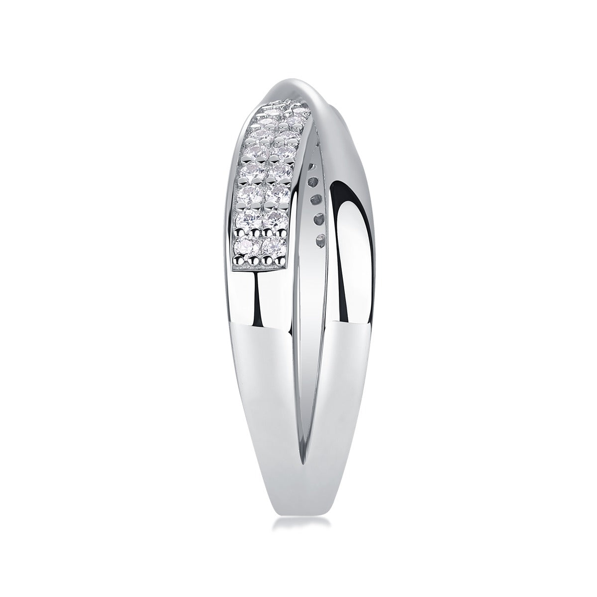 Moissanite Pave Crossover Ring in 925 Sterling Silver