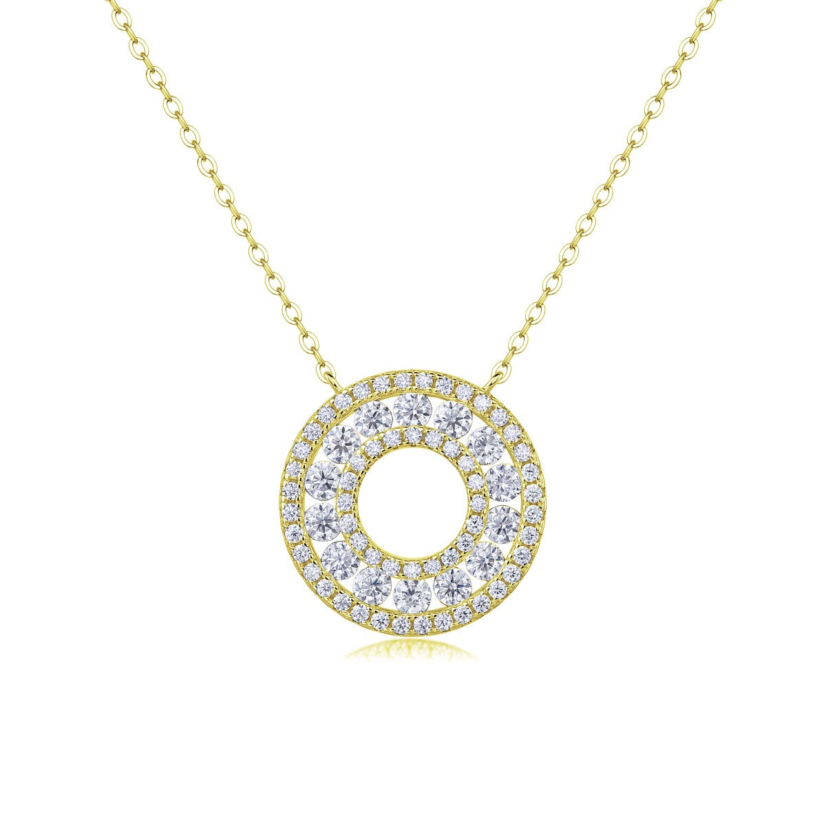 Moissanite Pave Open Circle Pendant Necklace in 925 Sterling Silver