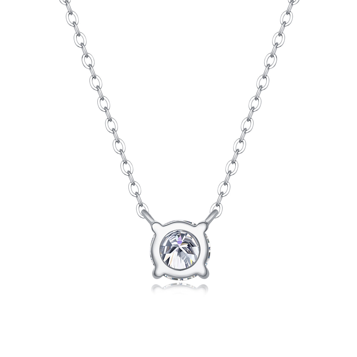 Round Moissanite Four-Prong Solitaire Necklace in 925 Sterling Silver