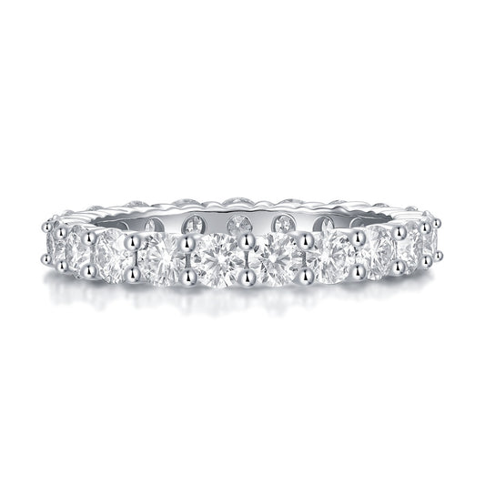 Round Moissanite Four-Prong Eternity Band in 925 Sterling Silver