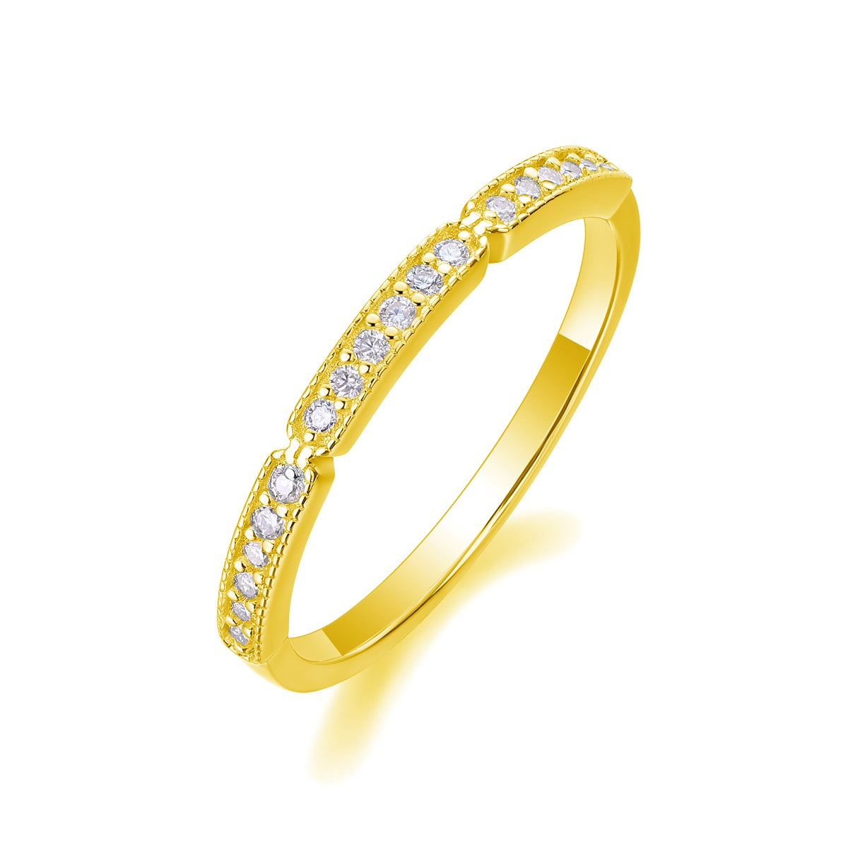 Moissanite Milgrain Pave Stacking Band in 925 Sterling Silver