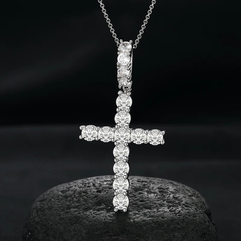 Moissanite Cross and Ankh Pendant Necklaces