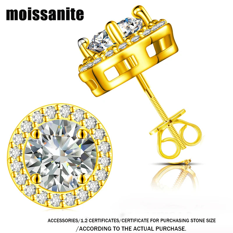 Moissanite Halo Stud Earrings, image 4