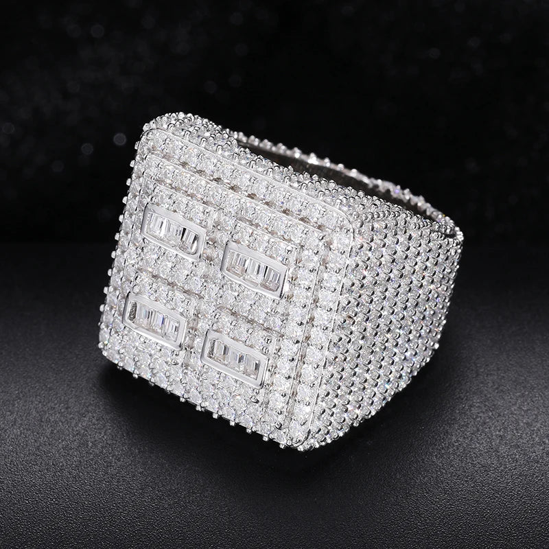 Iced Out Moissanite Pave Ring for Men, image 5