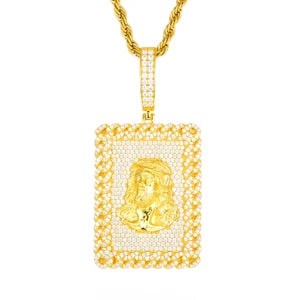 Iced Out Moissanite Jesus Dog Tag Pendant Necklace for Men, image 12