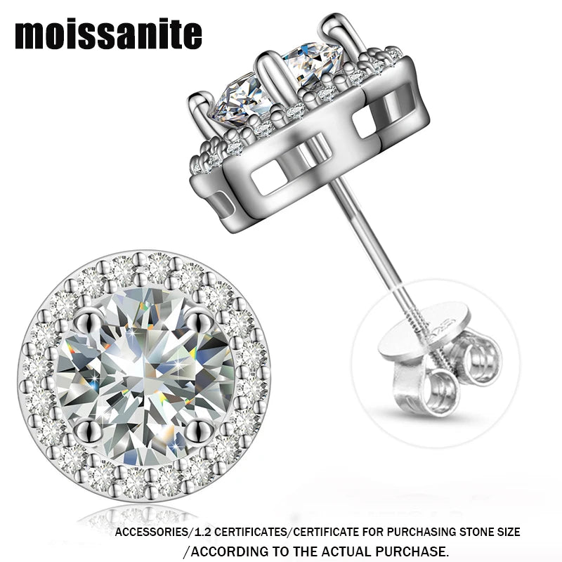 Moissanite Halo Stud Earrings, image 3