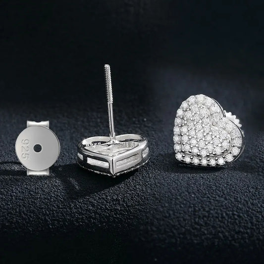 Moissanite Pave Heart Stud Earrings, image 3