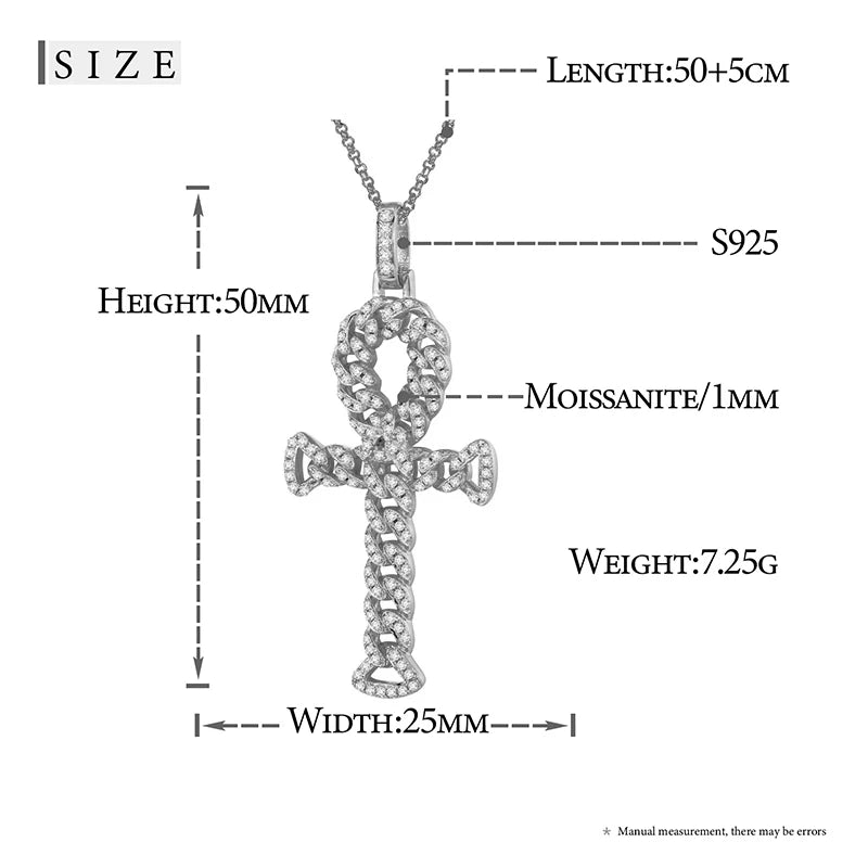 Moissanite Cross and Ankh Pendant Necklaces, image 9