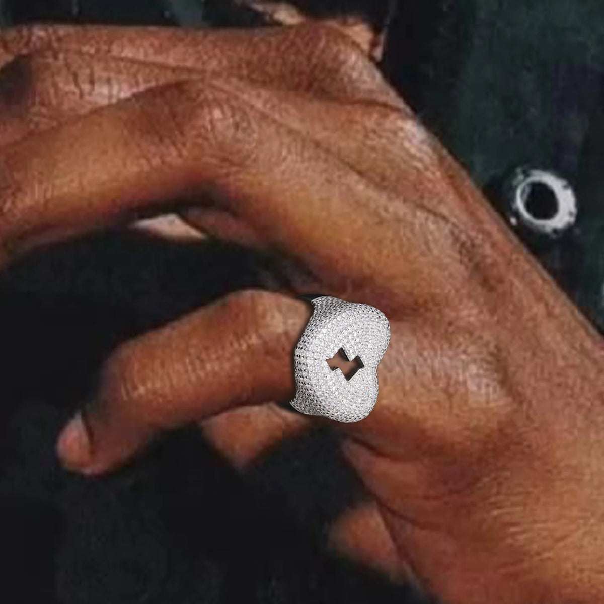Iced Out Moissanite Cracked Heart Ring, image 3