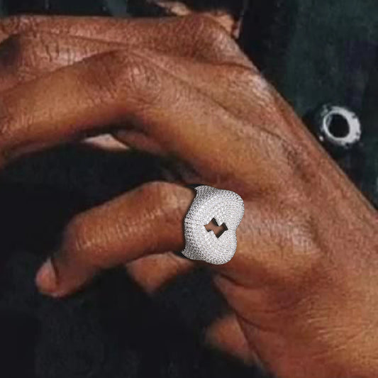Iced Out Moissanite Cracked Heart Ring, image 3