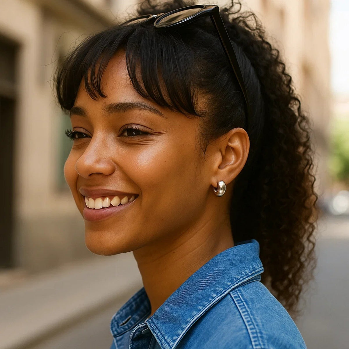 Sterling Silver C Hoop Earrings