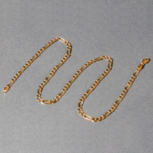 14k Yellow Gold Solid Figaro Chain (3.80 mm)