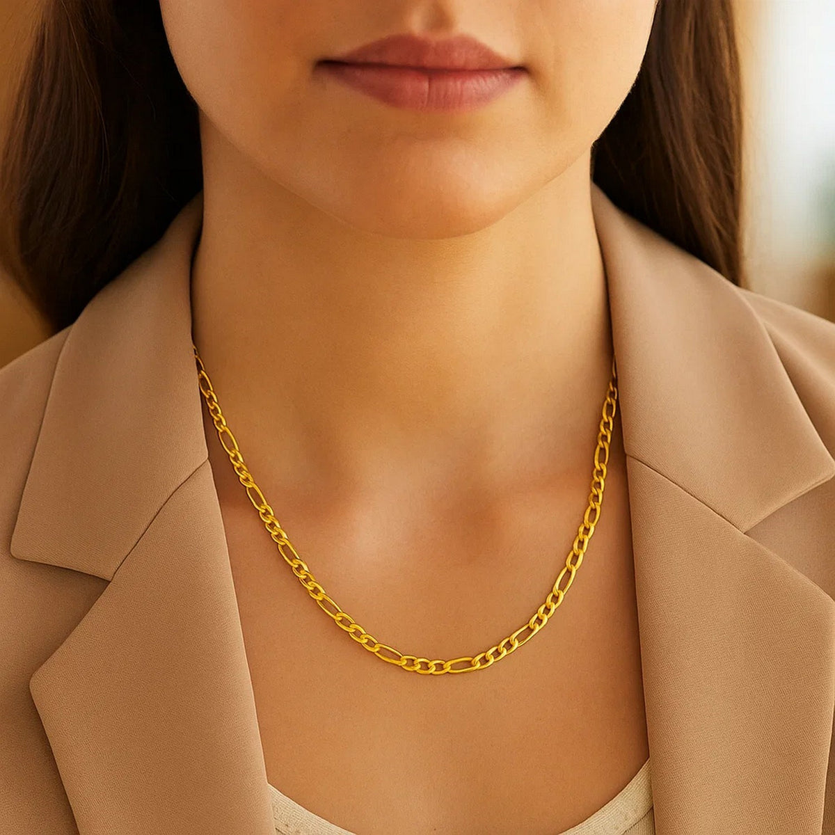14k Yellow Gold Solid Figaro Chain (3.80 mm)