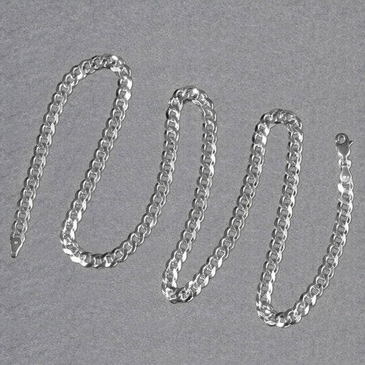 14k White Gold Solid Curb Chain (4.70 mm)