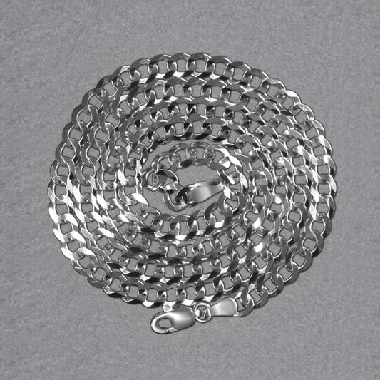 14k White Gold Solid Curb Chain (4.70 mm)