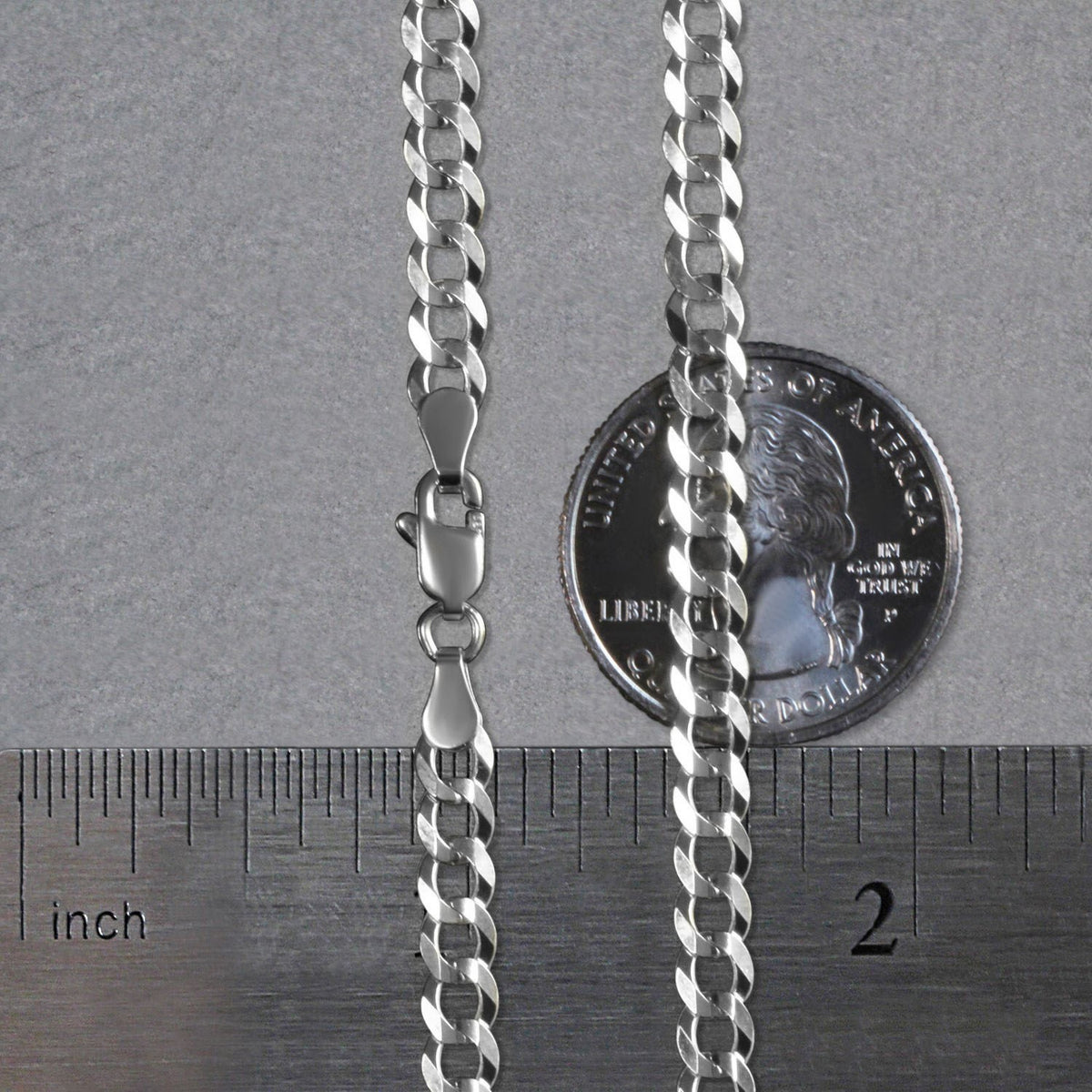 14k White Gold Solid Curb Chain (4.70 mm)
