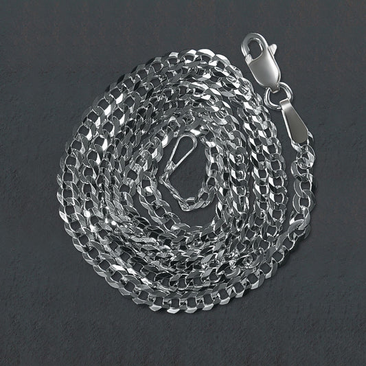 14k White Gold Solid Curb Chain (2.60 mm)