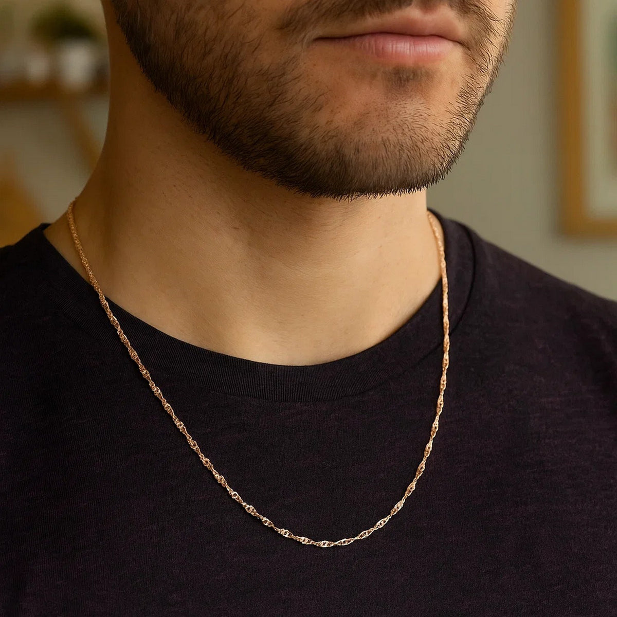 14k Rose Gold Singapore Chain (1.10 mm)
