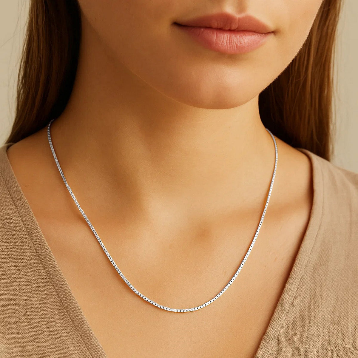 14k White Gold Classic Box Chain (0.60 mm)