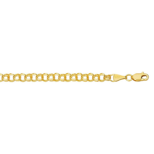 14k Yellow Gold Solid Double Link Charm Bracelet (5.00 mm)