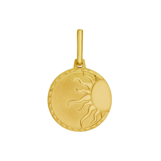 14K Yellow Gold Polished Sun Token Charm Pendant