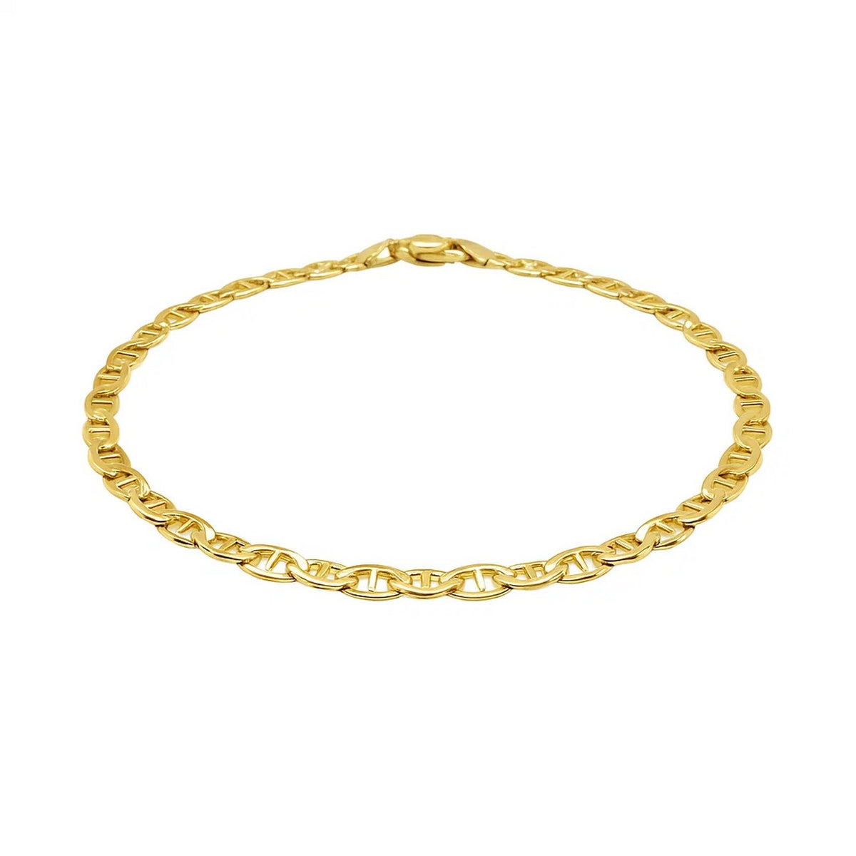 3.2mm 14k Yellow Gold Mariner Link Anklet