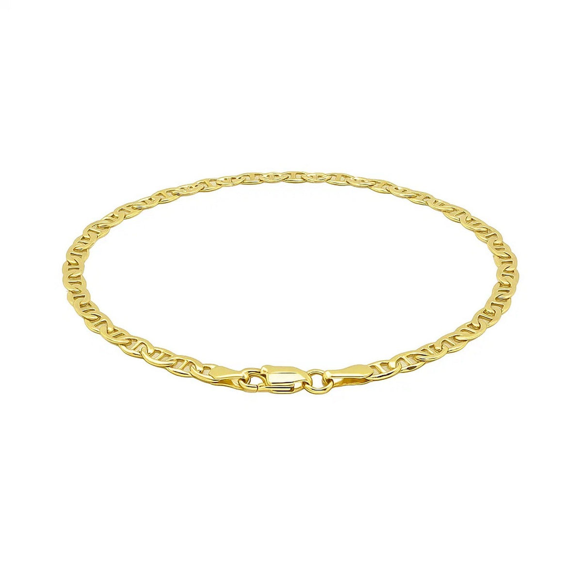 3.2mm 14k Yellow Gold Mariner Link Anklet