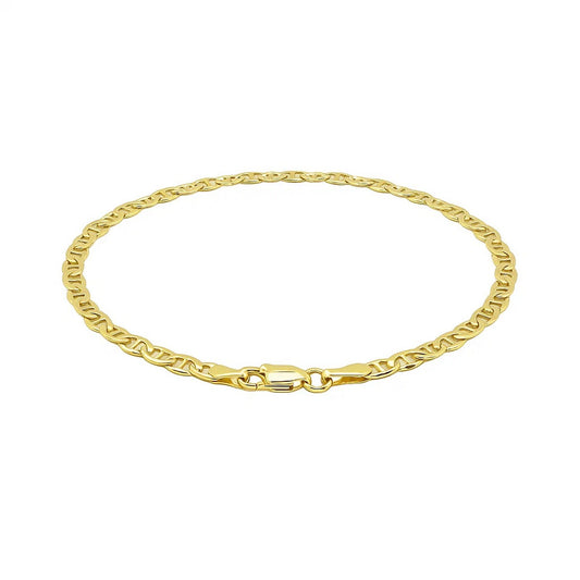 3.2mm 14k Yellow Gold Mariner Link Anklet