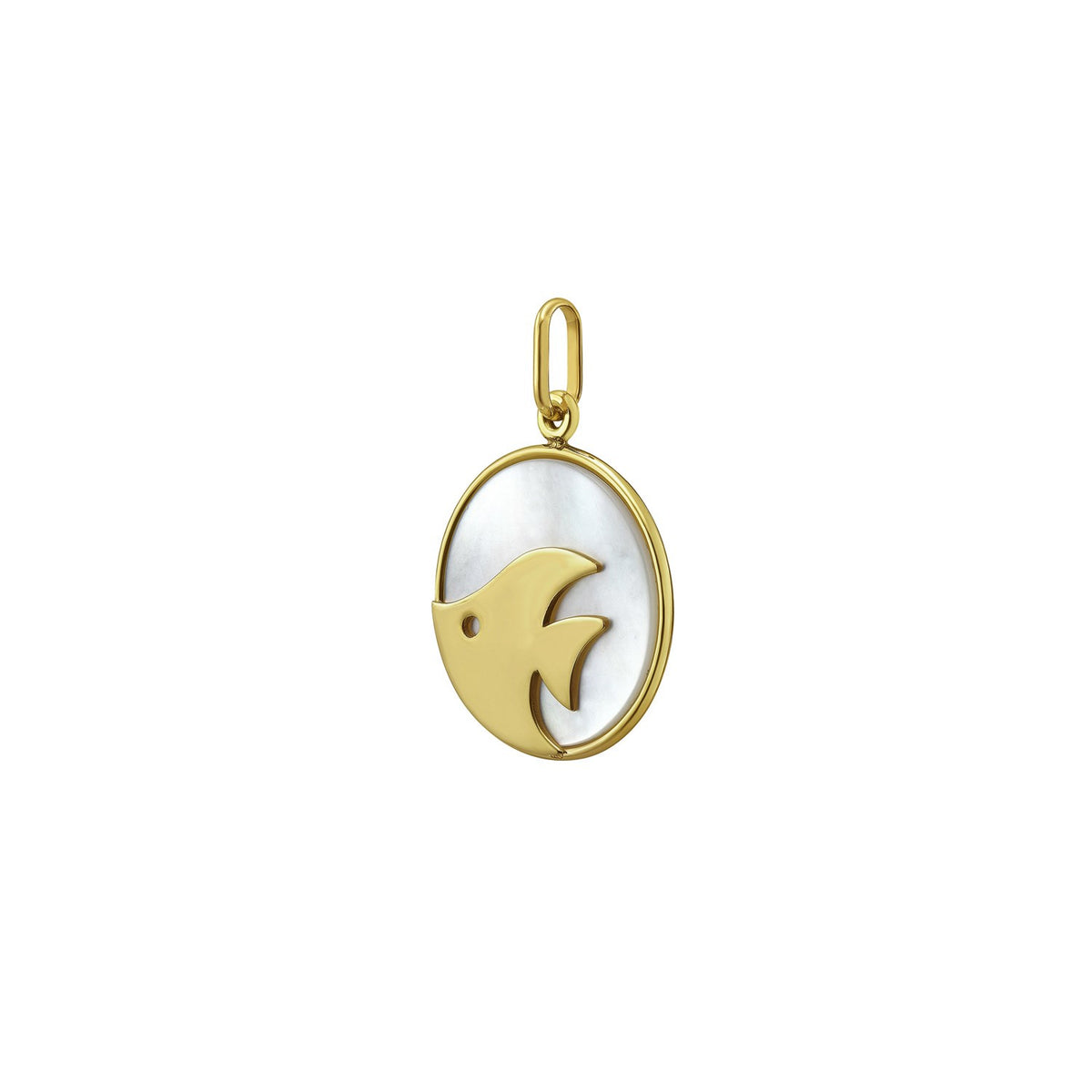 14K Yellow Gold Fish MOP Charm Pendant