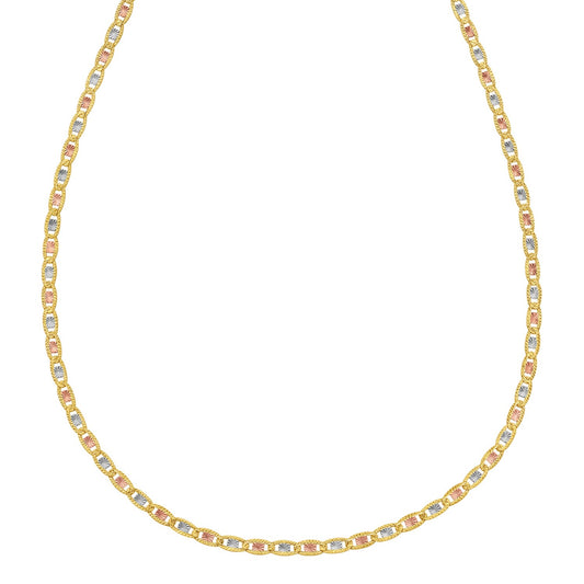 14K Tri Color Gold Pave Valentino Chain (2.50 mm)