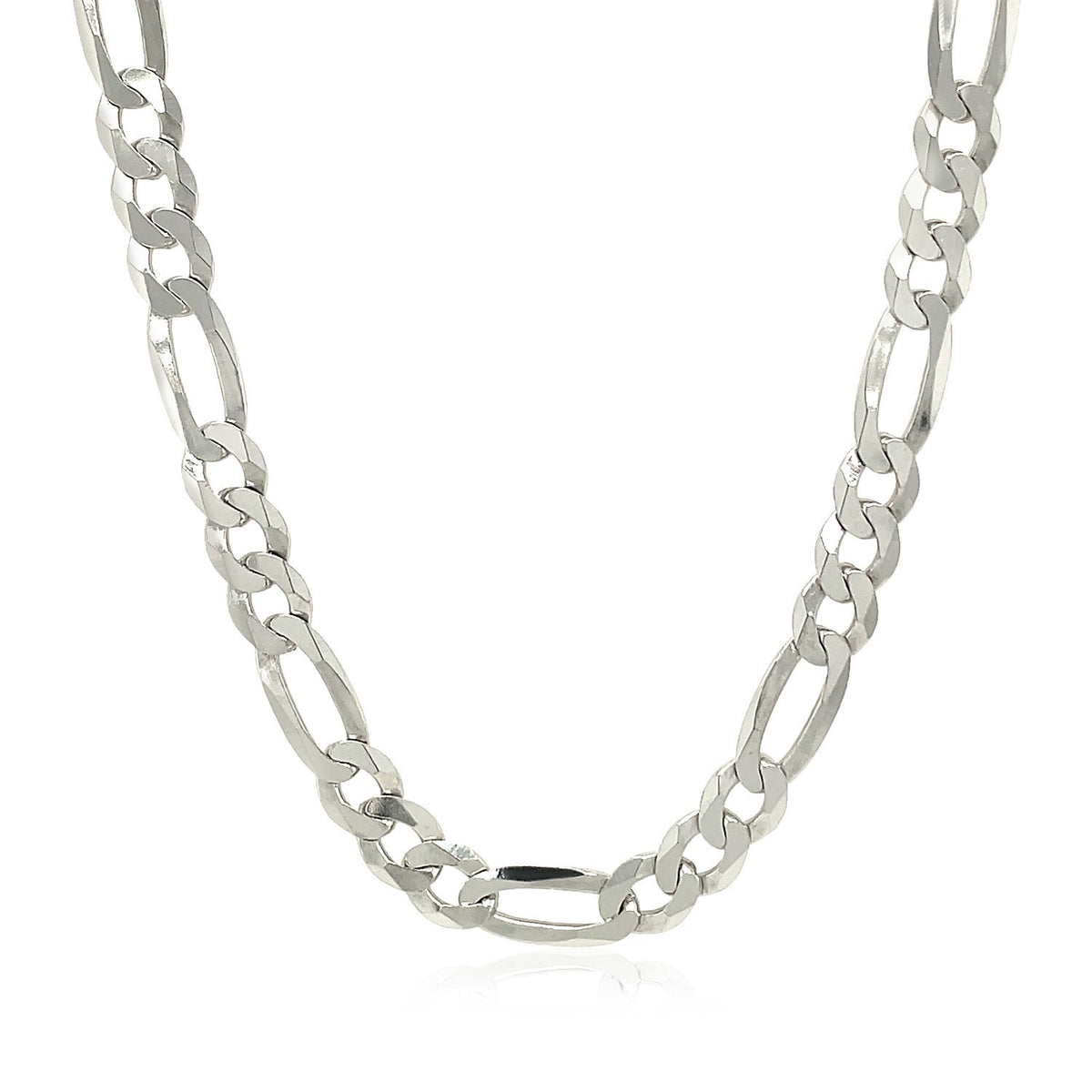Rhodium Plated Sterling Silver Figaro Style Chain (8.10 mm)