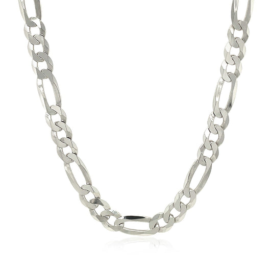 Rhodium Plated Sterling Silver Figaro Style Chain (8.10 mm)