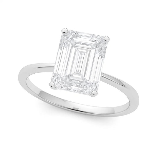 5 Carat Radiant Lab Grown IGI G/VS1 Diamond Solitaire Ring in 14K White Gold