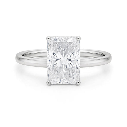 5 Carat Radiant Lab Grown IGI G/VS1 Diamond Solitaire Ring in 14K White Gold