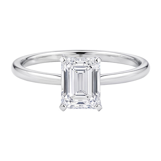 1 1/2 Carat Emerald Lab Grown IGI G/VS1 Diamond Solitaire Ring in 14K White Gold