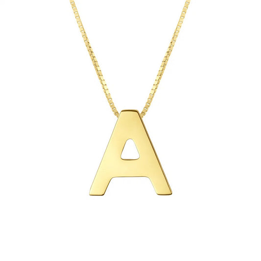 14K Yellow Gold Yours Truly Block Letter Initial A Necklace
