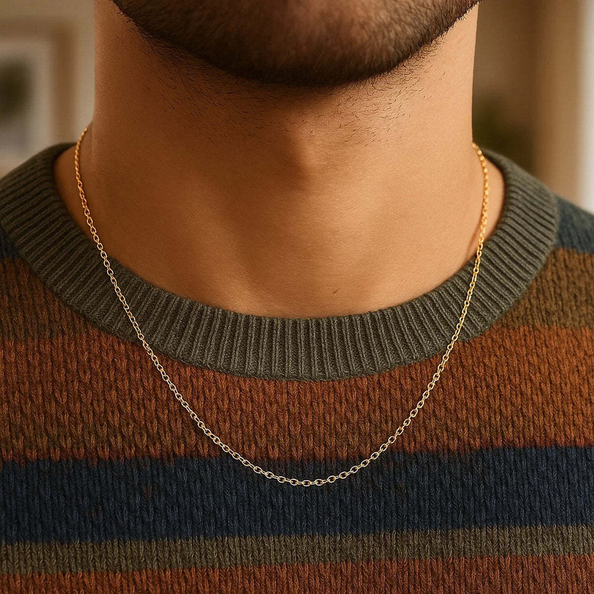 14k Yellow Gold Round Cable Link Chain (1.5 mm)
