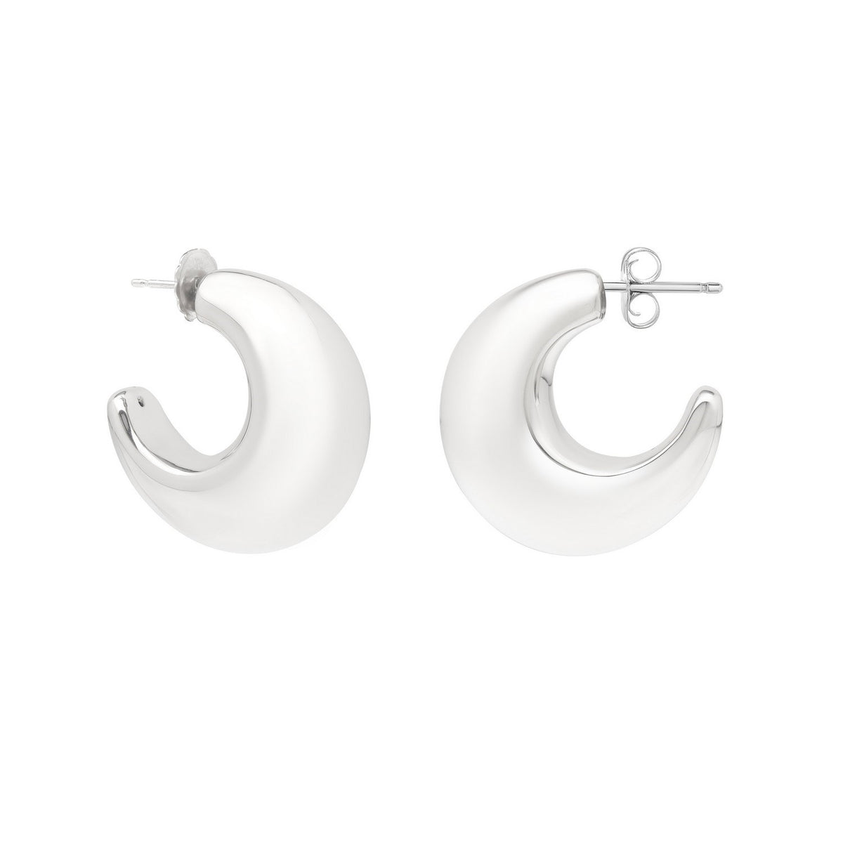 Sterling Silver Half Moon Hoop Earrings