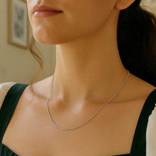 14k White Gold Machine Rope Chain (1.20 mm)