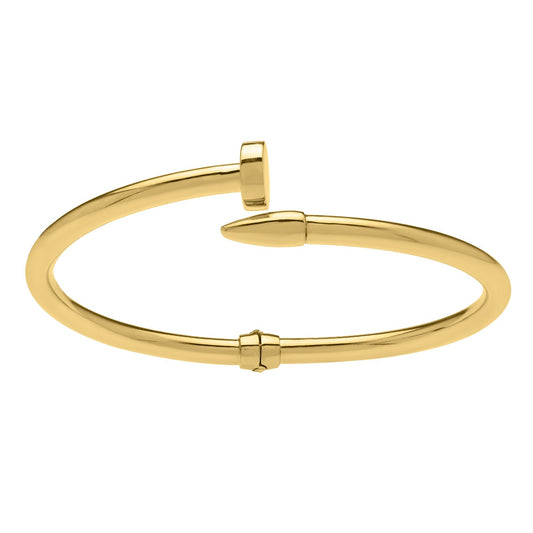 Bypass Nail Head Cuff Bangle in 14K Yellow Gold