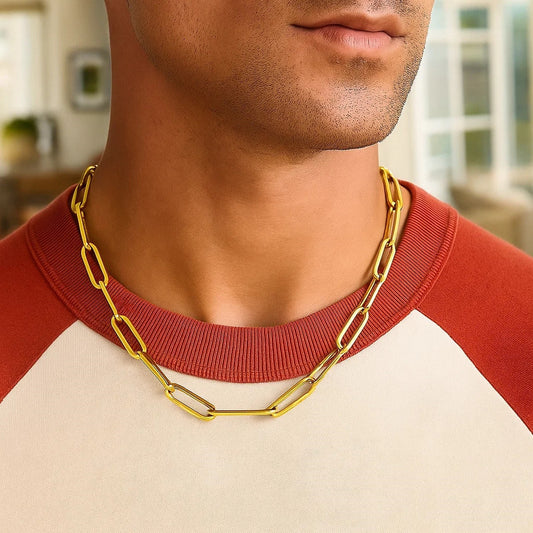 14K Yellow Gold Wide Paperclip Chain (6.1 mm)