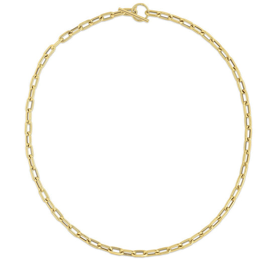 14K Yellow Gold Paperclip Toggle Link Necklace
