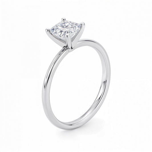 1 Carat Princess Lab Grown IGI G/VS1 Diamond Solitaire Ring in 14K White Gold