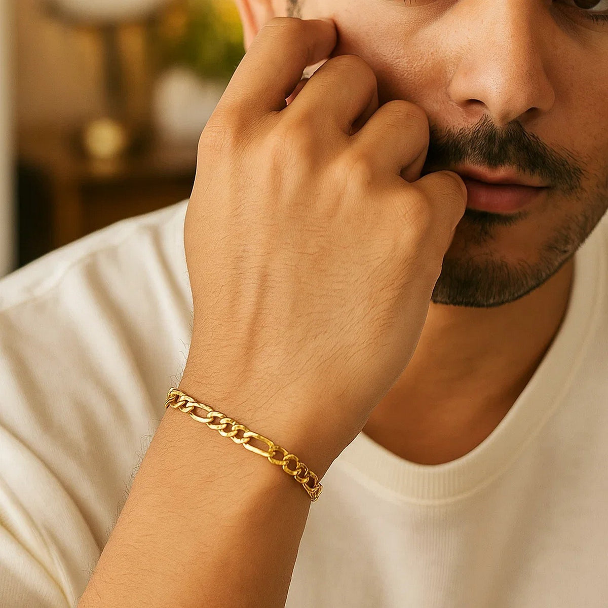 10k Yellow Gold Solid Figaro Bracelet (4.50 mm)