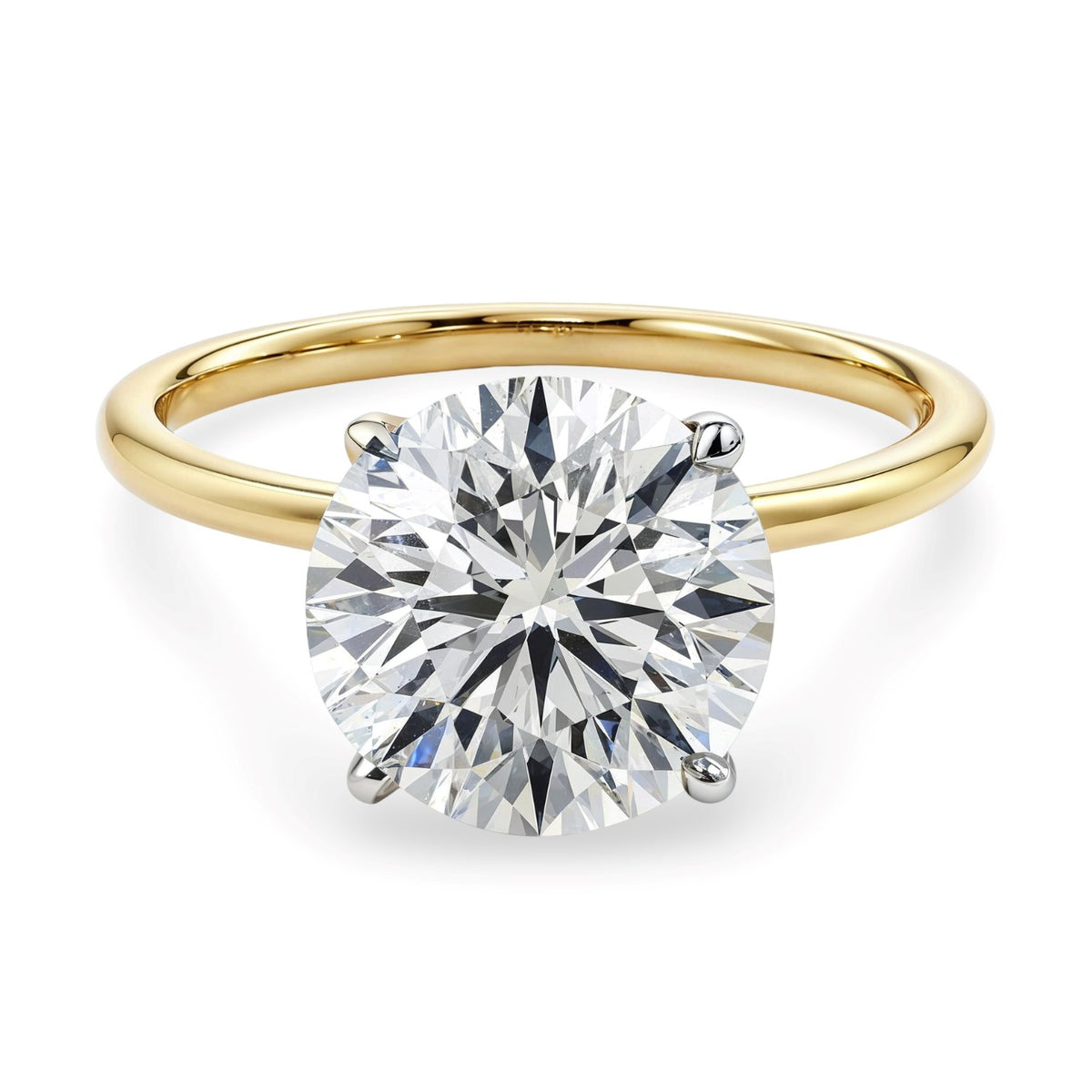 5 Carat Round Lab Grown IGI G/VS1 Diamond Solitaire Ring in 10K Yellow Gold